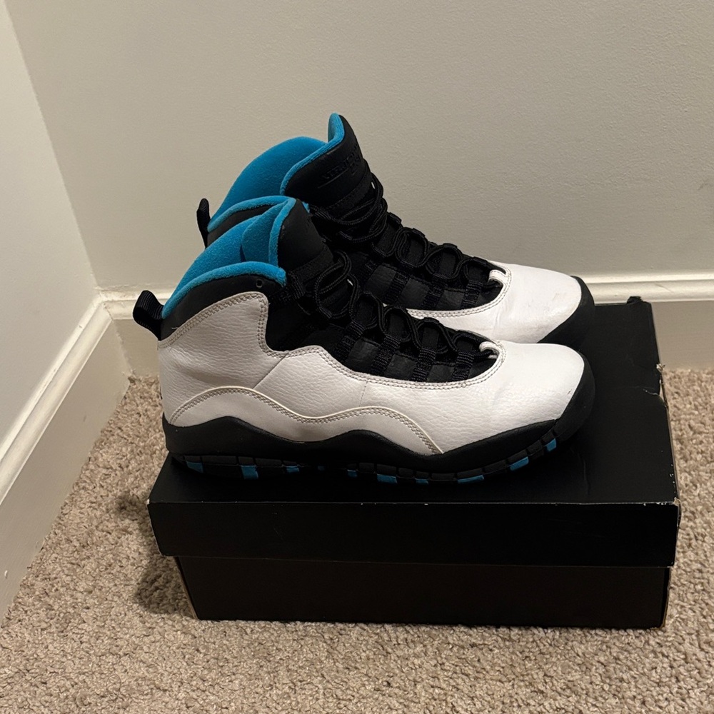 Jordan Kids White and Black Sneakers with Blue Highlights